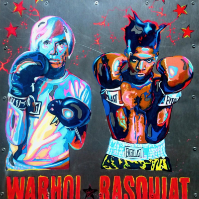 Work representing Basquia and Warhol to illustrate the exhibition of Basquiat and Warhol at the Louis Vuitton Foundation